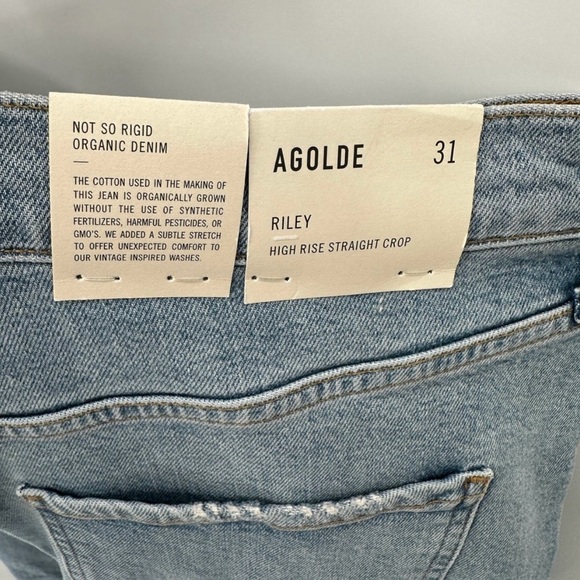 AGOLDE NWT Riley High Rise Straight Crop Denim Jean in Shiver // 31 - Picture 7 of 14